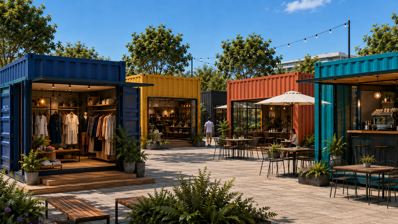 Locales comerciales y restaurantes modulares en contenedores